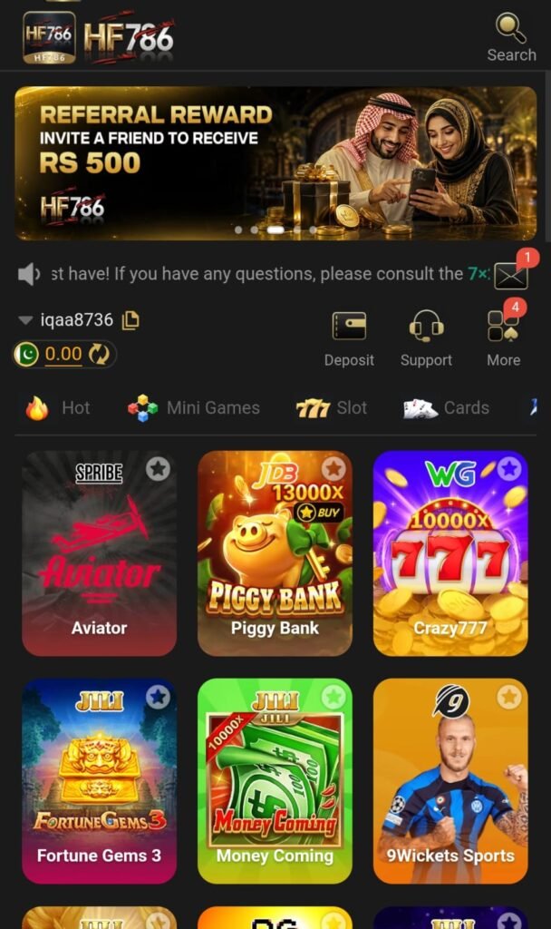HF786 Game APK download screen on Android