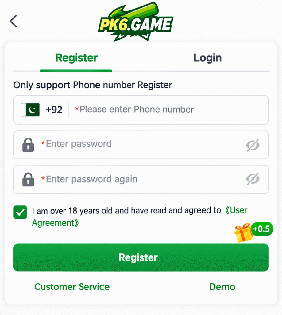 pk game register page
